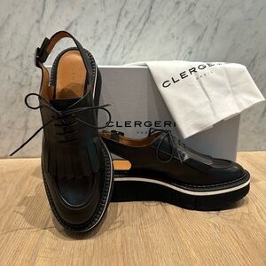 Robert Clergerie Bunny Black Leather Sling Back Loafers